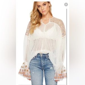 Free People XS sheer peasant top NWOT